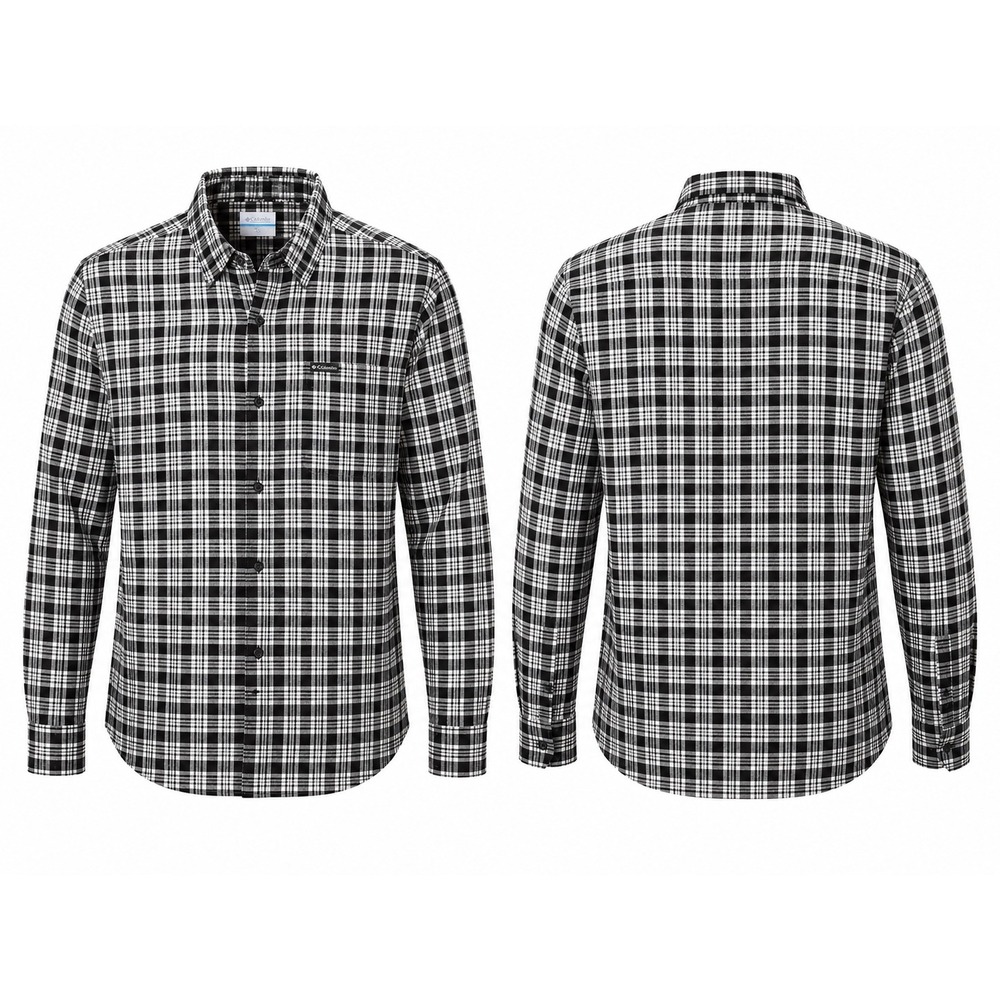 Columbia Plaid Flannel Shirt Mens M Black White Outdoor Gorpcore Button Down